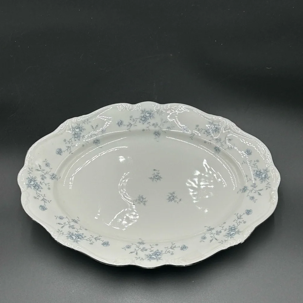 Haviland White Platter with Light Blue Floral Pattern